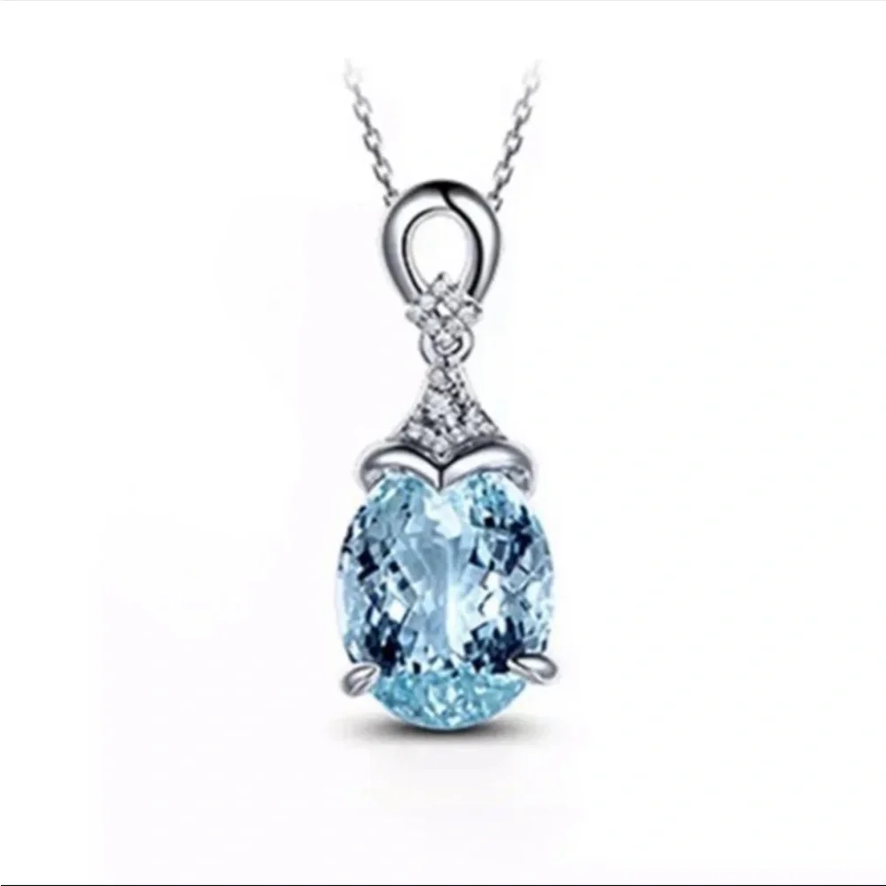 New Luxury Blue Color Pear  Necklaces for Women Anniversary - Picture 5 of 6